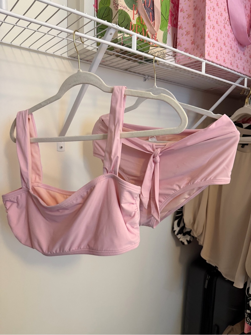 Gianni Bini Women's Pink Bikini Set - Soft Support Top & Tie-Side Bottoms